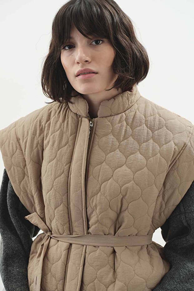 Kapitone Camel Yelek - 3