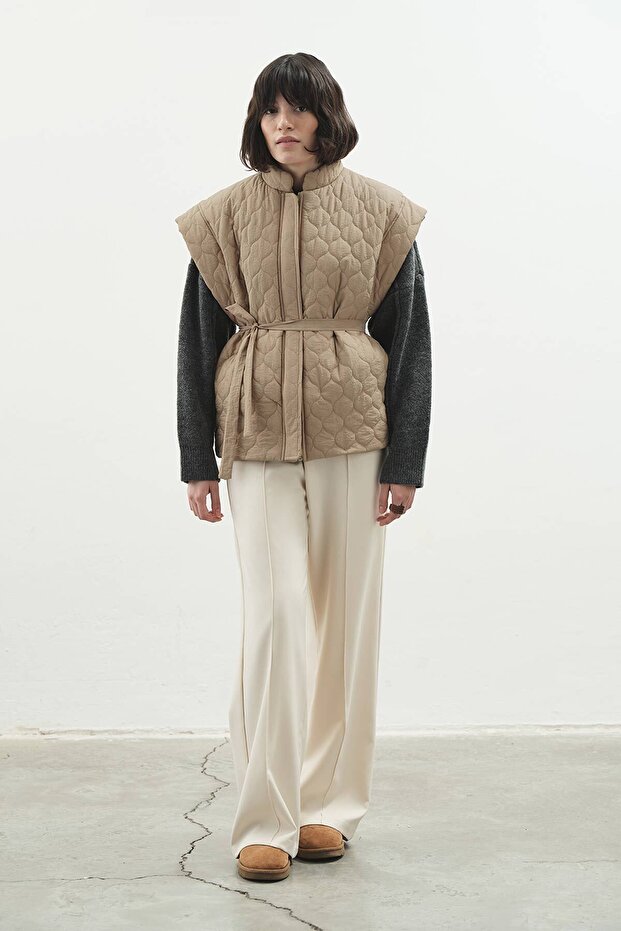 Kapitone Camel Yelek - 4