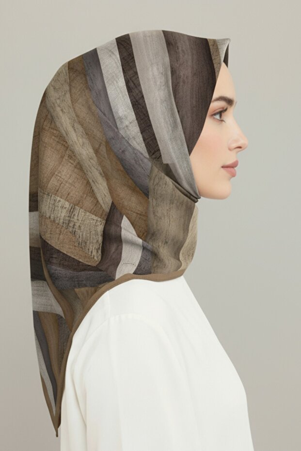 وشاح من الرايون بنمط تجريدي - مينك - 4