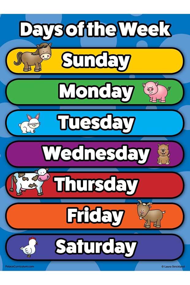 ALAYRA Palace Learning Days of The Week Poster Chart - Laminated Week10161X45.7 CM