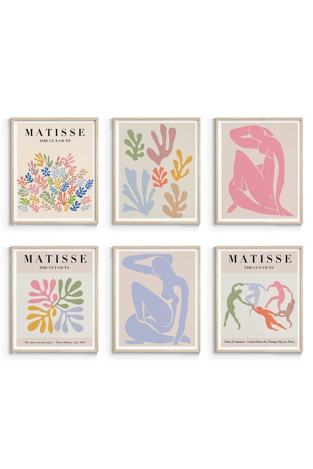 ALAYRA Matisse Wall Art Exhibition Poster & Prints, Henri Matisse Posters for Room Aesthetic, Abstract Art Prints UNFRAMED, , Set of 620X25 CM
