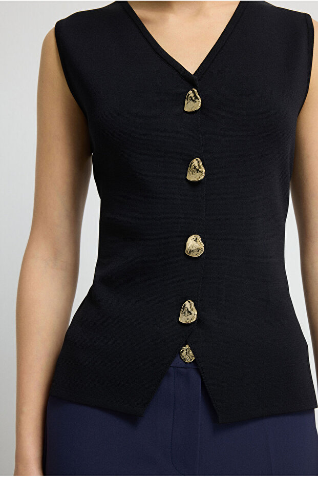 V Yaka Triko Yelek - 2