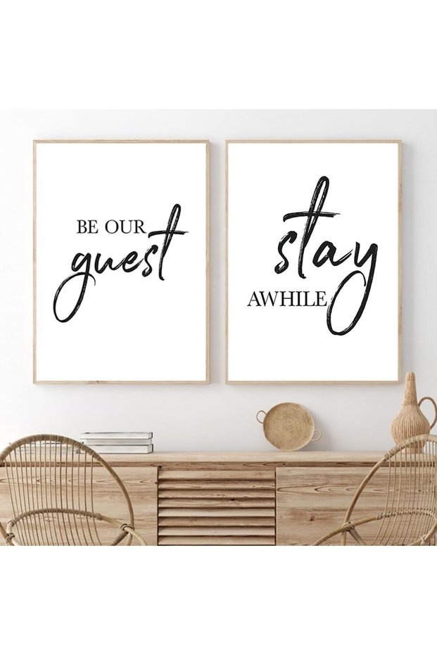 ALAYRA Be Our Guest Stay Awhile Quotes Canvas Posters and Prints Guest Room Decor Inspirational Art Painting Wall Pictures Decoration Unframed ( Unframed)40X60 CM