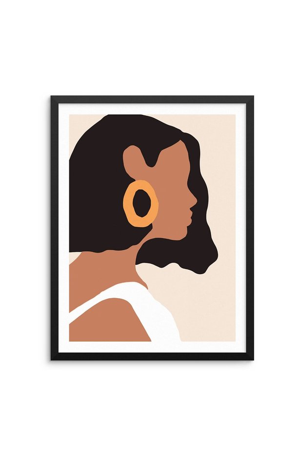 ALAYRA Sincerely, Not Abstract Wall Art Print Woman's Face with Earring Gouache Fashion Poster 11"x14" UNFRAMED Modern Minimalist Artwork for Bedroom Living Room Bathroom Home25.4X25.4 CM