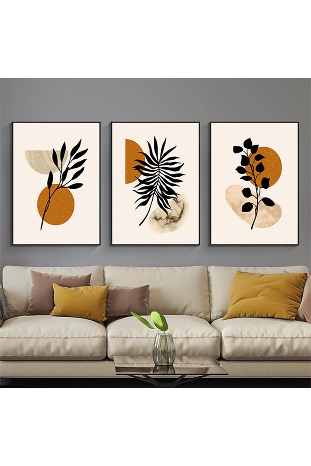 ALAYRA Modern Bohemian Abstract Poster Wall Decoration, Beautiful Botanical Pictures Poster Wall Art, Minimalist Wall Poster Set - Frameless (Wall Picture-04. x 3 Pieces)40X60 CM