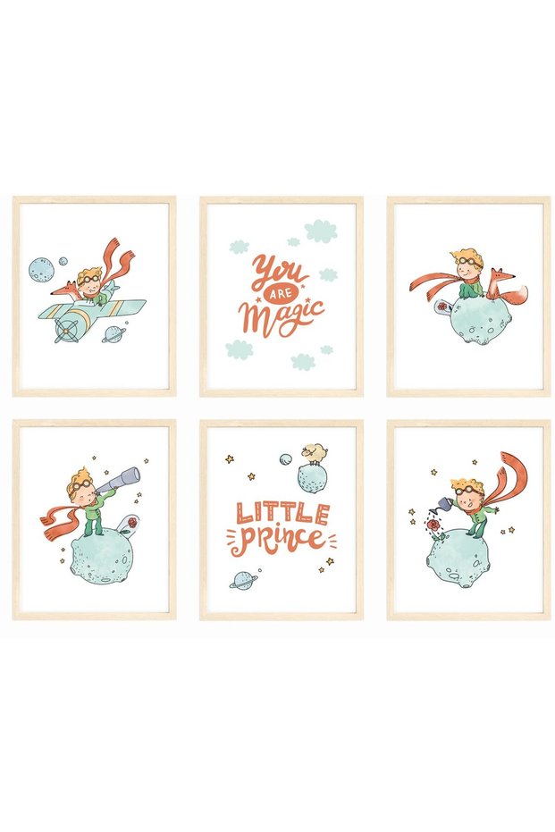 ALAYRA bumbleboo Little Prince Nursery Wall Art, Little Prince Playroom Decor, Little Prince Posters, Set of 6 UNFRAMED Prints, Little Prince Decor20X25 CM