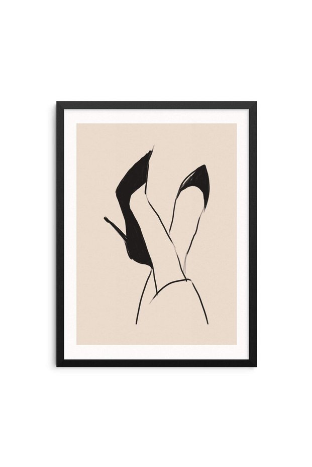 ALAYRA Sincerely, Not Minimalist Line Drawing Art Print Black High Heels Fashion Sketch Wall Decor Poster 11"x14" UNFRAMED25.4X25.4 CM