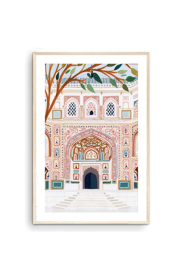 ALAYRA Amber Palace Jaipur Art Print, India Art Print, Jaipur Wall Art, Travel Print, Travel Poster, Housewarming Gift, Home Decor (Unframed) ()27.9X22.9 CM