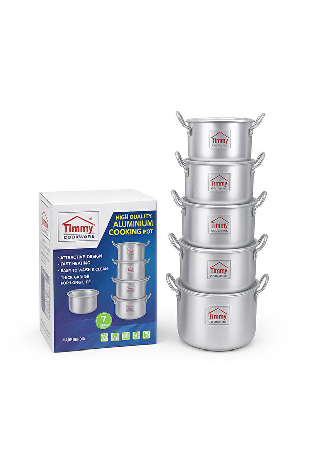 Anodised Aluminium Cooking Pot Set, 7 Pieces, 14×26 Size