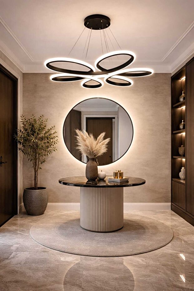 PAPATYA MODEL ÇOKLU HALKA LED AVİZE - 3