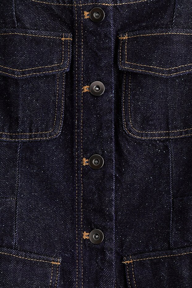 Önü Düğmeli Kot Üst - 6