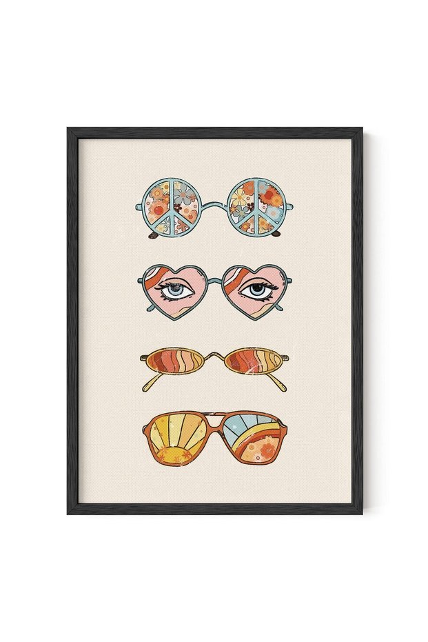ALAYRA Sunglasses Art Poster for Teen Girls Room - Retro Indie Aesthetic Trippy Wall Art | UNFRAMED 12"x16" (Hippie Sunglasses)30.5X40.6 CM