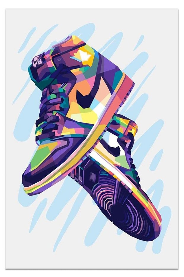 ALAYRA Graffiti Artwork Posters & Prints, Sneakers Street Painting Canvas Wall Art AJPictures Posters for Room Aesthetic Teen Women Dorm Bedroom Living Room Wall Decor Funy Gift30.5X45.7 CM