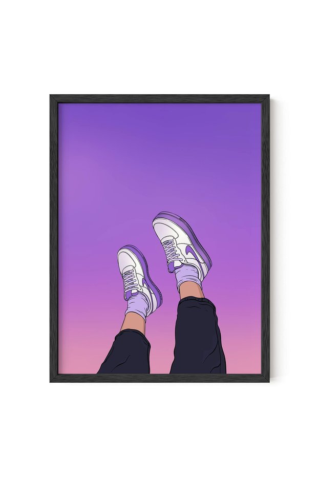 ALAYRA Purple Pictures Wall Decor & Purple Wall Art Aesthetic Posters for Room, Wall Decor for Bedroom Aesthetic Cool Posters Topsy Turvy Shoes (Unframed )30.5X40.6 CM