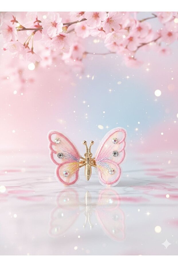 Elegant Stone-Mounted Moving Butterfly Model Detailed Hair Clip