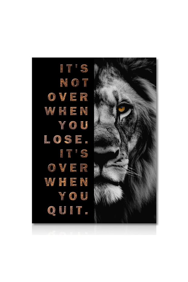 ALAYRA NymphFable Inspirational Lion Wall Decor Poster Black and Gold Positive Wall Poster for Office Gym Bedroom Decor Unframed40X30 CM