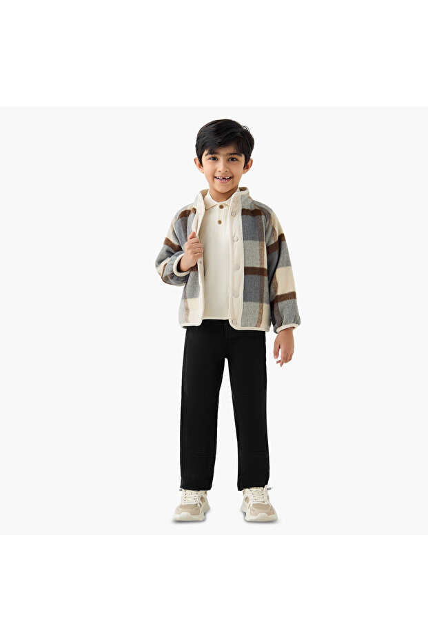 سترة منقوشة بأكمام طويلة وإغلاق بأزرار - 2