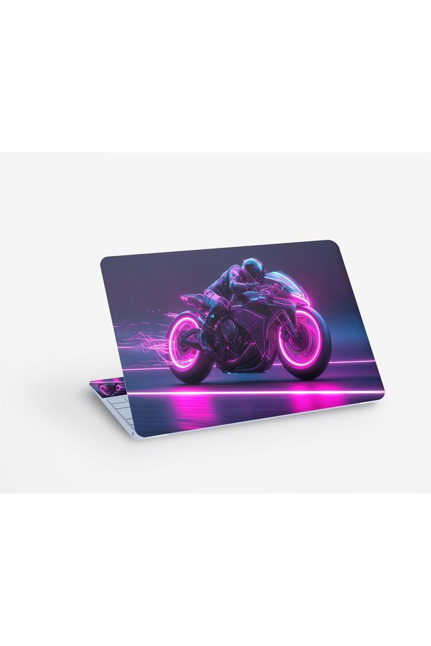 ALAYRA Motorcycle Ride Neon Digital Art, Laptop Skin Sticker Decal,13.3 14 15 15.4 15.6 Inch