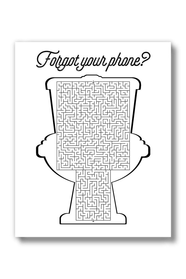 ALAYRA Funny Bathroom Puzzle Wall Art Print (One UNFRAMED ) Restroom Powder Room Wash Room Wall Decor Signs Posters (Bathroom Maze Puzzle)25.4X20.3 CM