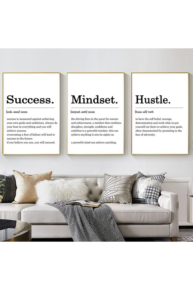 ALAYRA Inspirational Quotes Canvas Wall Art Black and White Quote Posters Hustle Success Mindset Definition Wall Art Positive Prints Motivational Office Pictures for Living Room40X60 CM