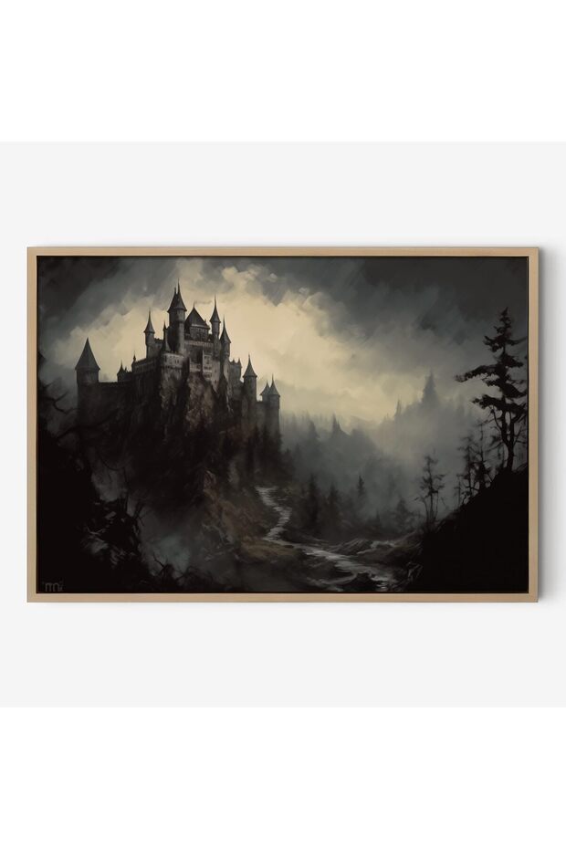 ALAYRA Vintage Castle Poster Dark Academia Victorian Gothic Castle Wall Art Vintage Gothic Posters Gothic Moon Poster Moody Castle Wall Art Dark Mysterious Art Prints for40.6X61 CM