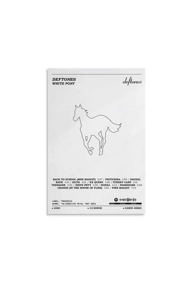 ALAYRA White Pony-Deftones Poster Canvas Poster Wall Decorative Art Painting Living Room Bedroom Decoration Gift Unframe-style12x18inch()45.7X30.5 CM