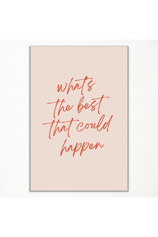 ALAYRA Daily Reminder Positive Wall Art, Red Art Canvas, Positive Affirmation Quote Wall Decor, What's The Best That Could Happen Uplifting Quote Poster, Aesthetic Inspirational30.5X40.6 CM
