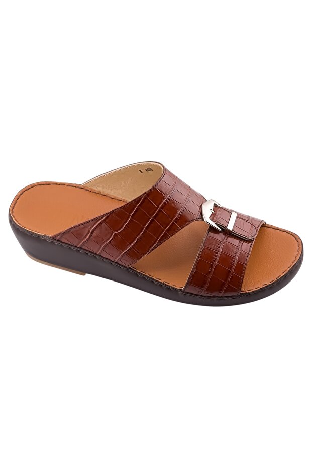A E T Handmade Arabic Sandals For Men, Outdoor Mens Slippers, Full Genuine Crocodile Leather