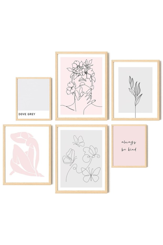 ALAYRA Pink and Grey Room Decor Aesthetic Pictures - Light Pink Bathroom Wall Decor, Large Pink Gray Bedroom Posters, Cute Girly Blush Pink Art Prints for Teen Girls Dorm30X40 CM