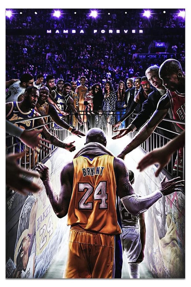 ALAYRA Kobe Canvas Wall Art Poster Kobe Gigi Legendary Basketball Player Posters Inspirational Sports Superstar Modern Room Aesthetic Wall Decor for Home Gym Bedroom Dorm Unframed45.7X30.5 CM