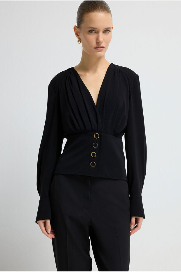 Önden Düğmeli Bluz - 4