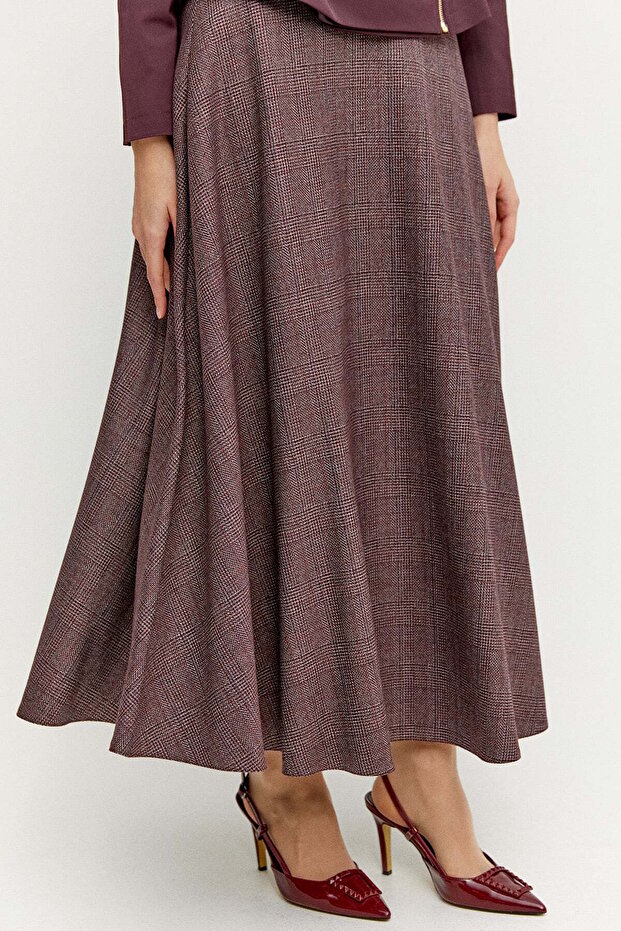 Ekose Evaze Midi Etek - 3