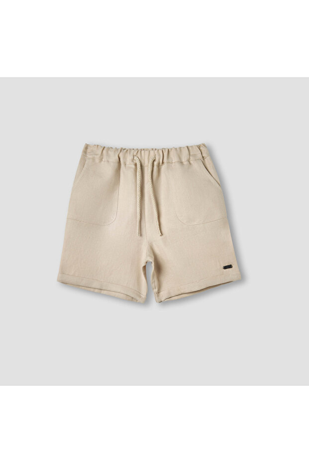 Solid Shorts with Drawstring Closure - 1