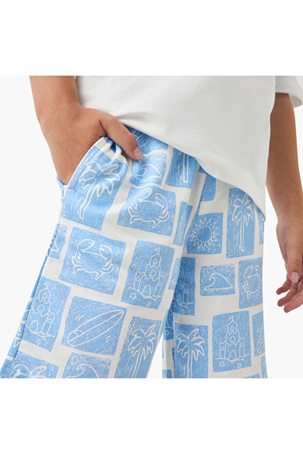 Printed Shorts with Drawstring Closure - 4