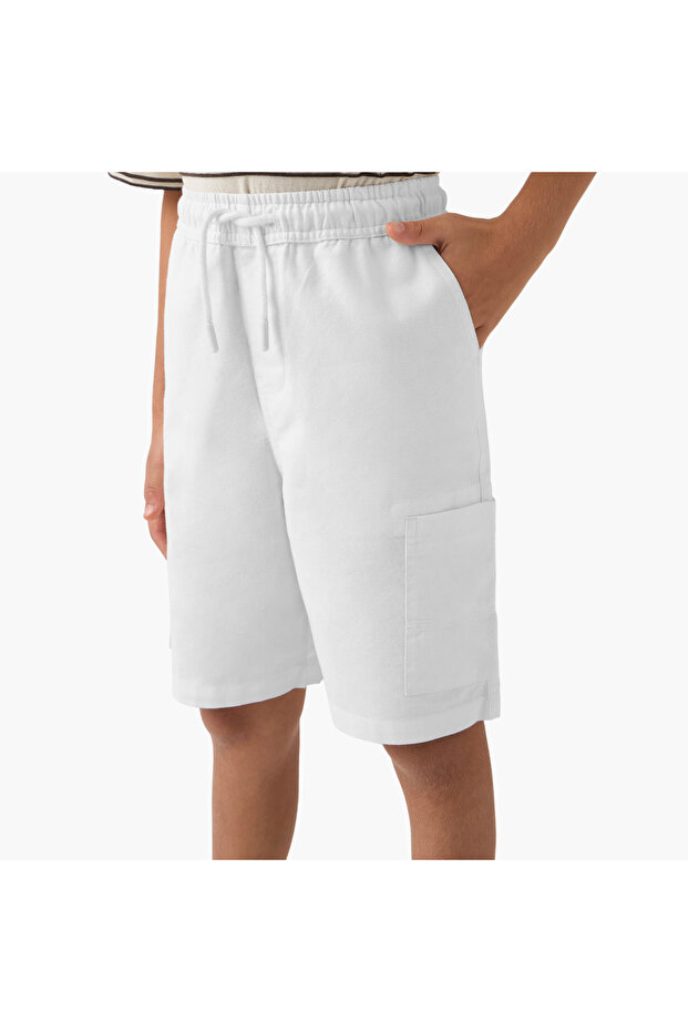 شورت كارجو سادة مع رباط للإغلاق - 1