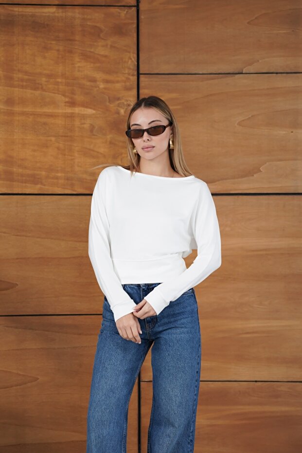 Women's Boat Neck Long Sleeve Fit Basic Stylish Blouse