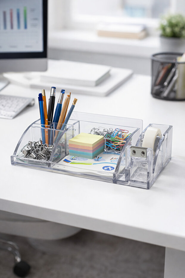 Desktop Organizer with Tape Cutter