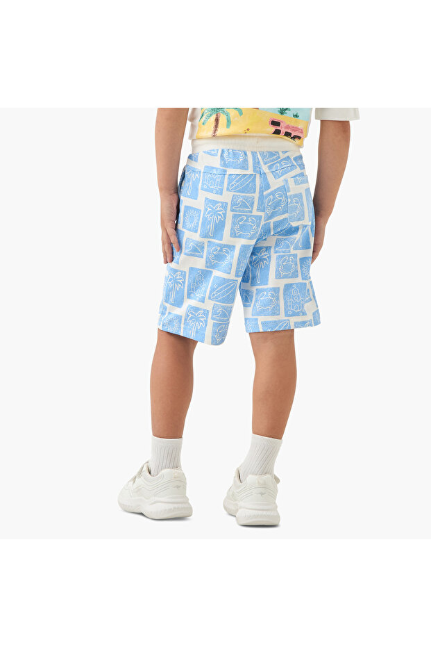 Printed Shorts with Drawstring Closure - 3