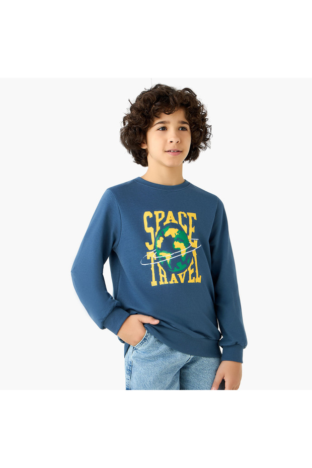 Graphic Print Crew Neck Sweatshirt