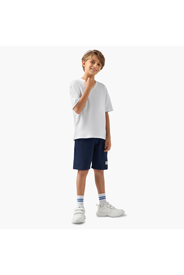 شورت سادة مع رباط للإغلاق وجيوب - 2