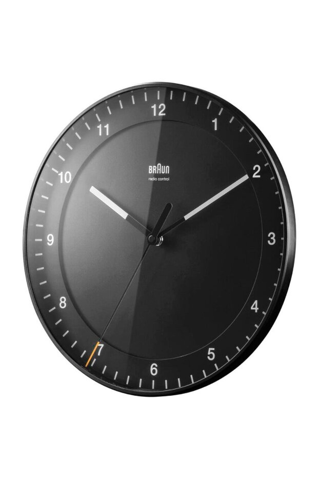Radio-controlled wall clock, black