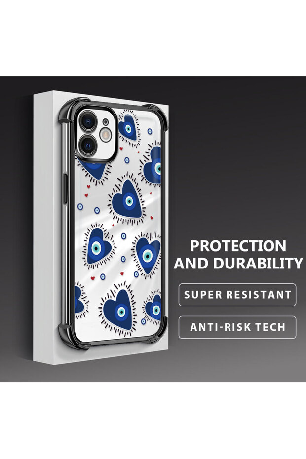 حافظة حماية من السيليكون الشفاف المتوافقة مع هاتف iPhone 12 بنمط العين الشريرة - 4