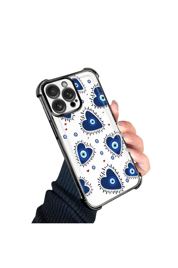 حافظة واقية من السيليكون الشفاف المتوافقة مع هاتف iPhone 16 Pro Max بنمط العين الشريرة - 3