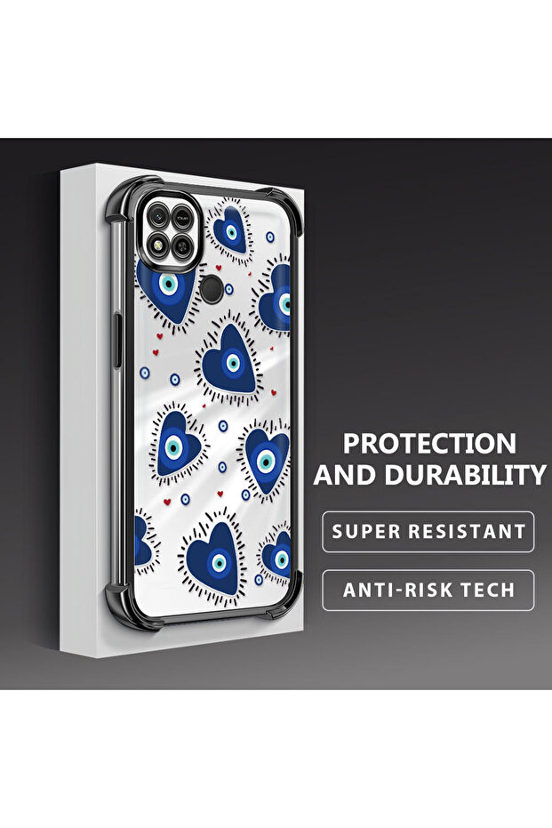 حافظة حماية من السيليكون الشفاف المتوافقة مع هاتف Xiaomi Redmi 9C بنمط العين الشريرة - 4