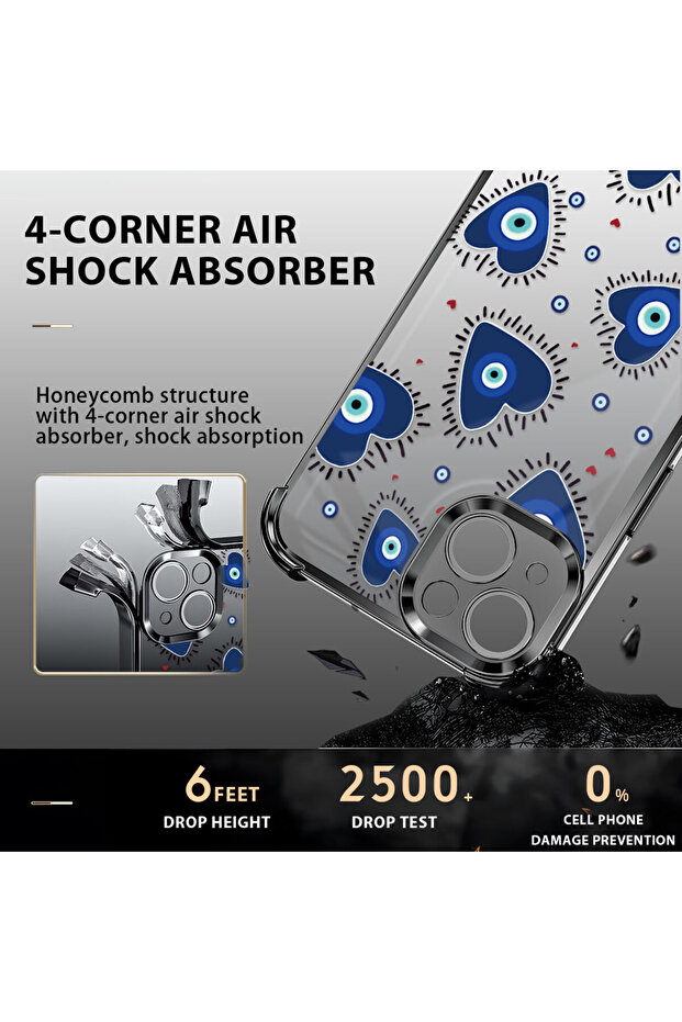 حافظة حماية من السيليكون الشفاف المتوافقة مع هاتف iPhone 15 Plus بنمط العين الشريرة - 8