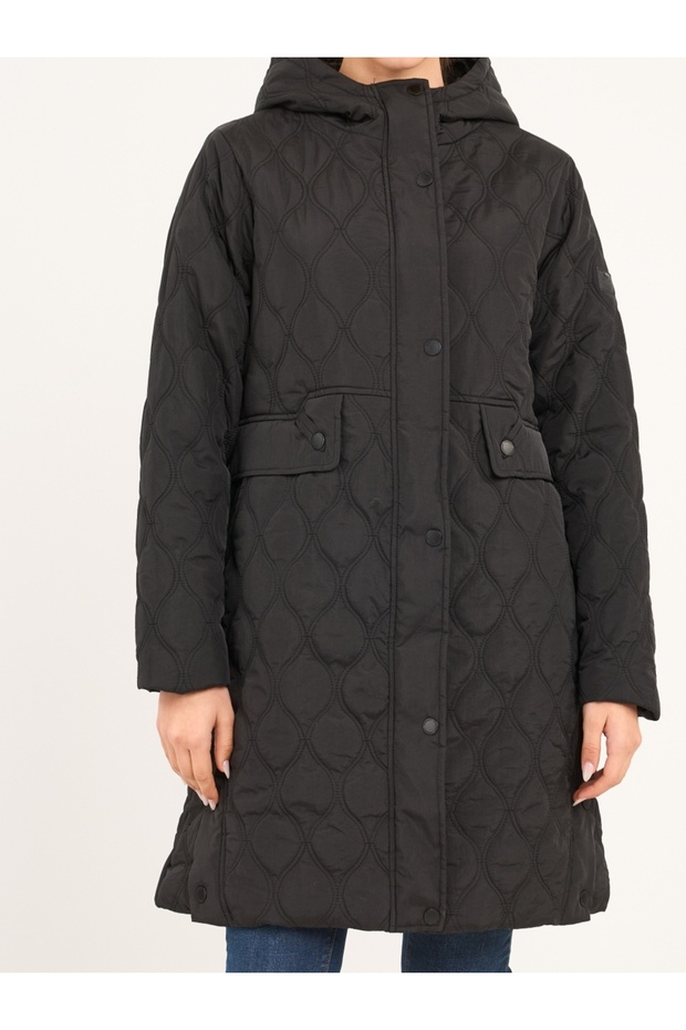 Jacheta dama lunga cu gluga si detalii - 3