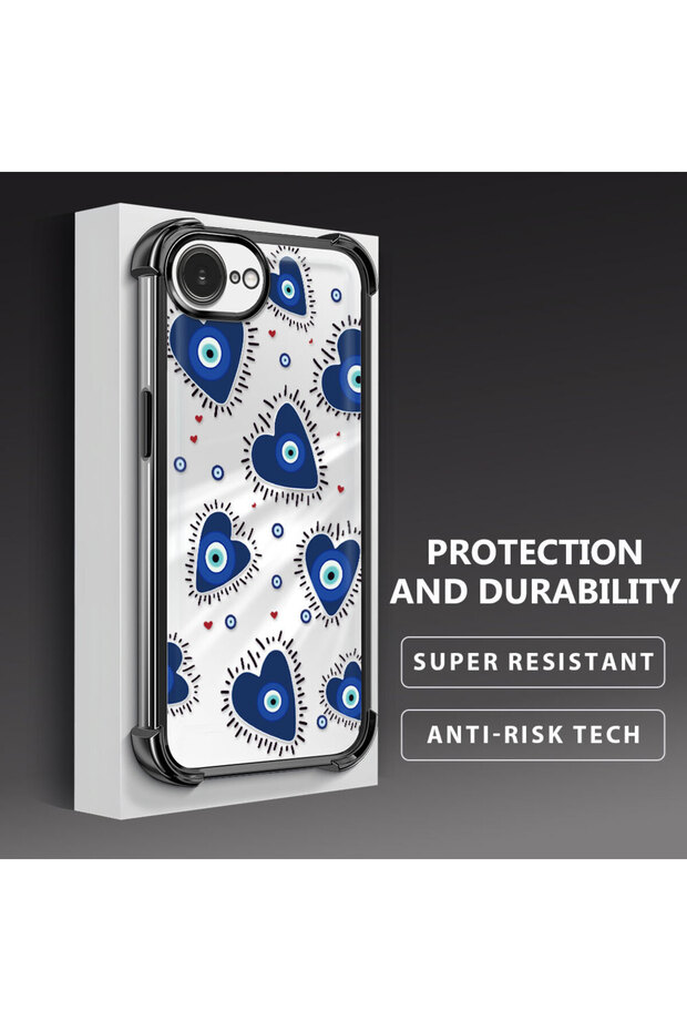 حافظة واقية من السيليكون الشفاف المتوافقة مع هاتف iPhone 16e بنمط العين الشريرة - 4