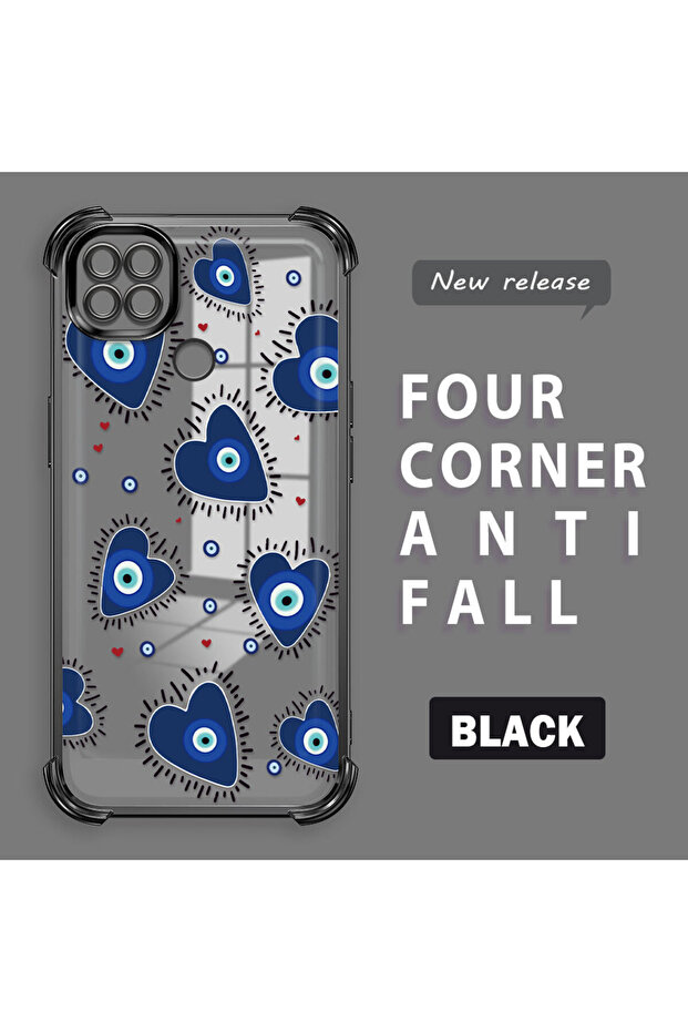 حافظة حماية من السيليكون الشفاف المتوافقة مع هاتف Xiaomi Redmi 9C بنمط العين الشريرة - 1