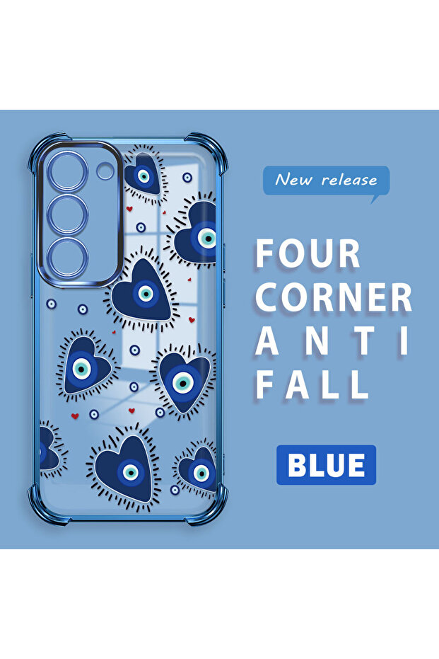Samsung Galaxy S23 Compatible Transparent Silicone Flutter Protective Case Evil Eye Pattern