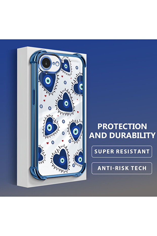حافظة واقية من السيليكون الشفاف المتوافقة مع هاتف iPhone 16e بنمط العين الشريرة - 4